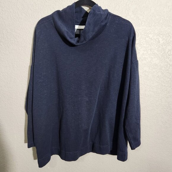 J Jill Pullover Sweater Womens Extra Large Blue Cowl Neck Long Sleeve Relaxed - Picture 1 of 9